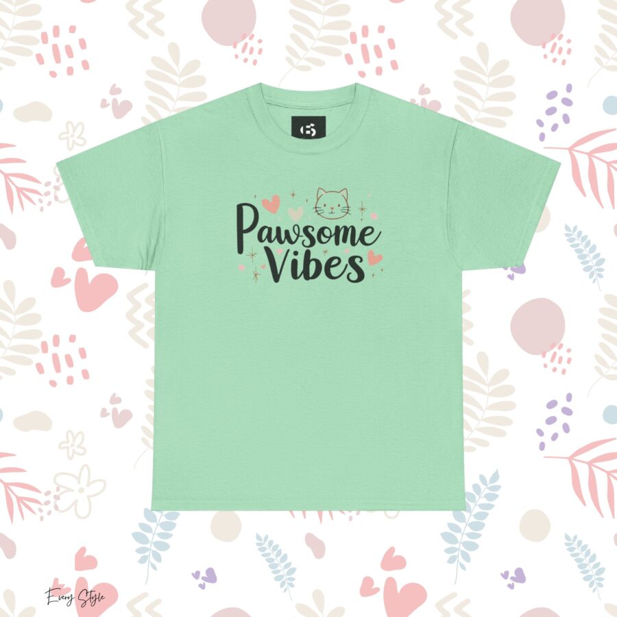 Pawsome Vibes Unisex Heavy Cotton Tee, Cute Animal Lover Shirt, cat, animal theme, tee, cat lover, funny, cute, gift for her, gift for cat lover, cat fan, cat vibe, animal lover, gift for girl,  nature lover - Image 21