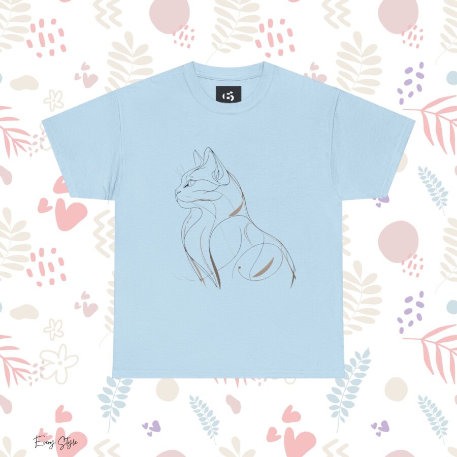 Stylish Cat Outline Unisex Heavy Cotton Tee - Perfect Gift for Cat Lovers - Image 18