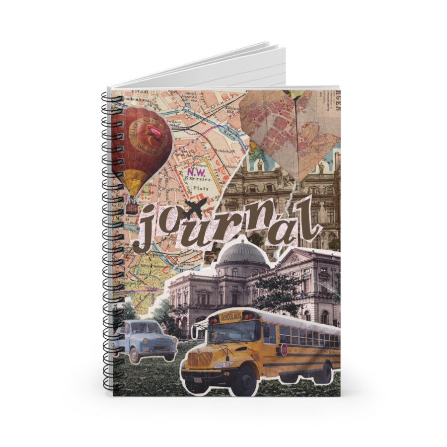 Vintage Travel Spiral Notebook - Ruled Line for Journaling and Memories