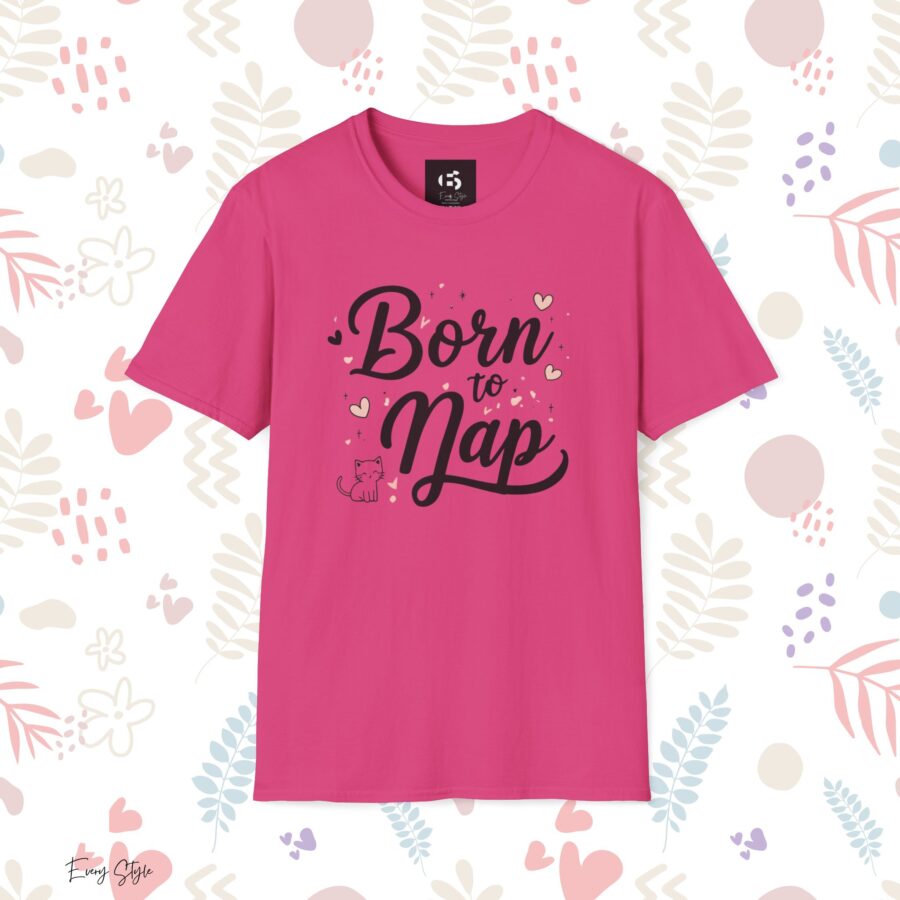 Born to Nap Unisex Softstyle T-Shirt – Comfy Shirt for Cat Lovers - Image 4