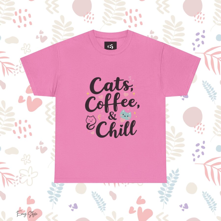 Cats, Coffee & Chill Unisex Heavy Cotton Tee - Image 23