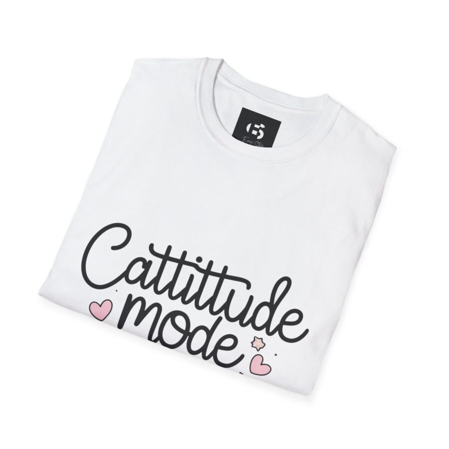 Cattitude Mode On Unisex Softstyle T-Shirt - Cute Cat Lover Tee - Image 4