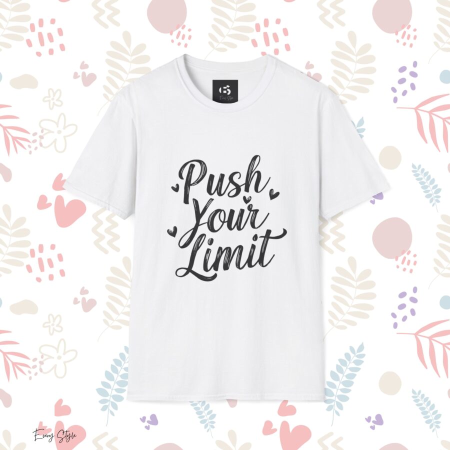 Motivational Unisex Softstyle T-Shirt - 'Push Your Limit' - Inspirational Apparel for Fitness and Self-Improvement - Image 3