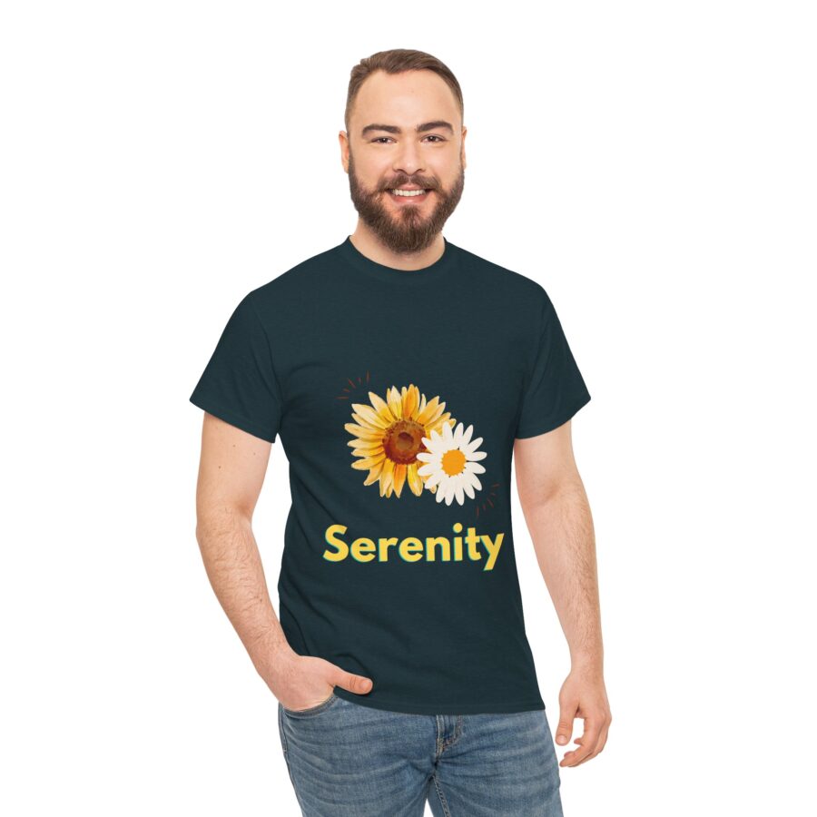 Serenity Sunflower Unisex Heavy Cotton Tee - Image 7