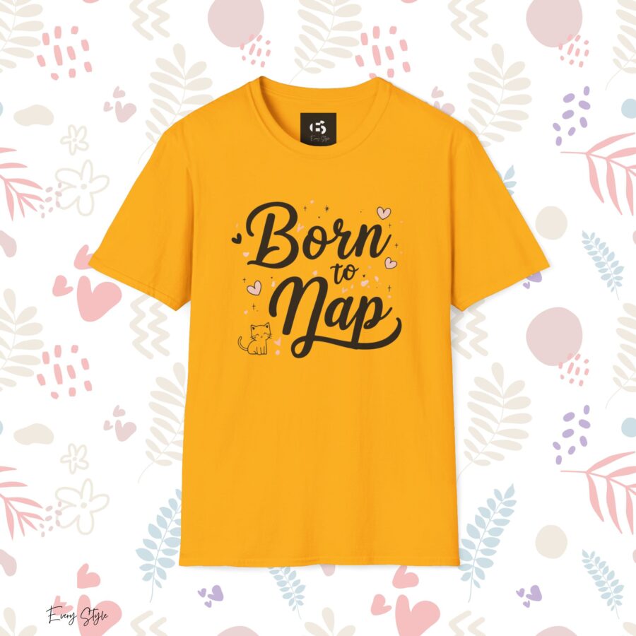 Born to Nap Unisex Softstyle T-Shirt – Comfy Shirt for Cat Lovers