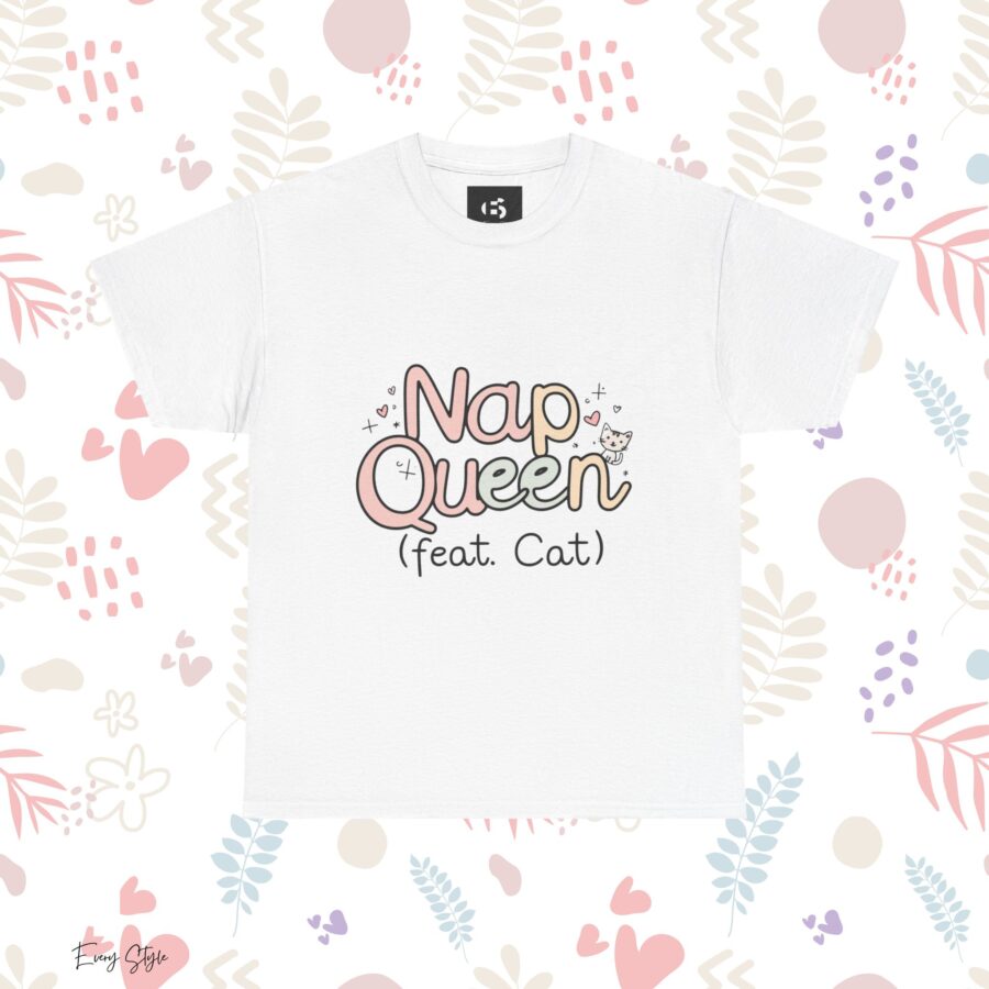 Nap Queen Unisex Heavy Cotton Tee - Perfect Gift for Cat Lovers - Image 3