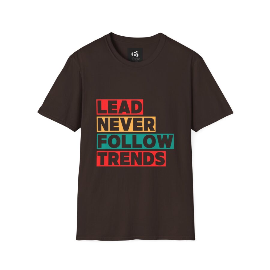 Lead Never Follow Trends Unisex Softstyle T-Shirt - Motivational Graphic Tee - Image 3