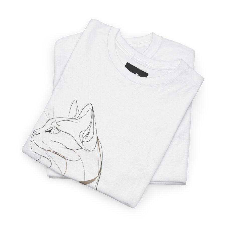 Stylish Cat Outline Unisex Heavy Cotton Tee - Perfect Gift for Cat Lovers - Image 4