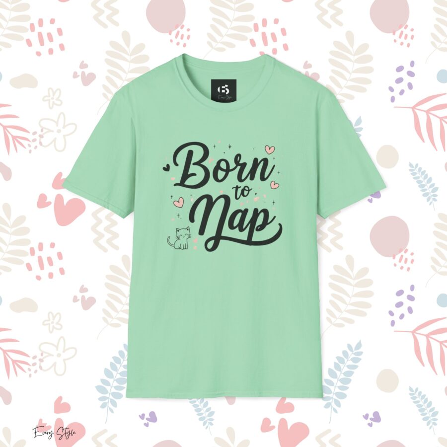 Born to Nap Unisex Softstyle T-Shirt – Comfy Shirt for Cat Lovers - Image 14