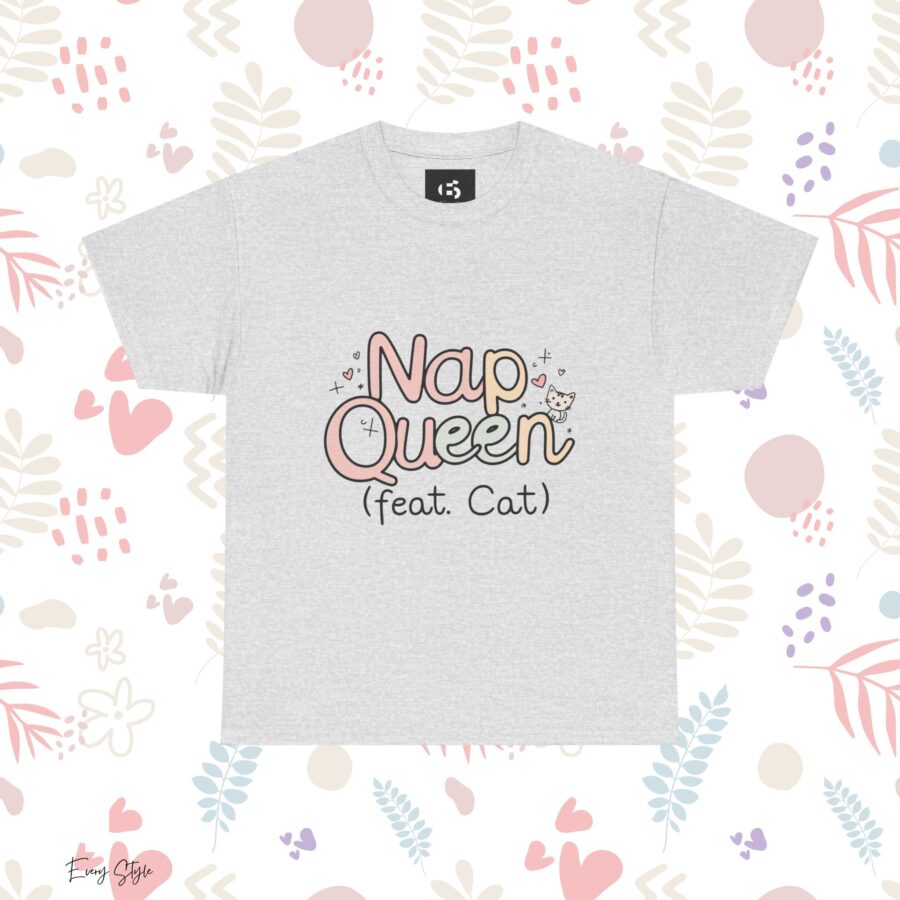 Nap Queen Unisex Heavy Cotton Tee - Perfect Gift for Cat Lovers - Image 5