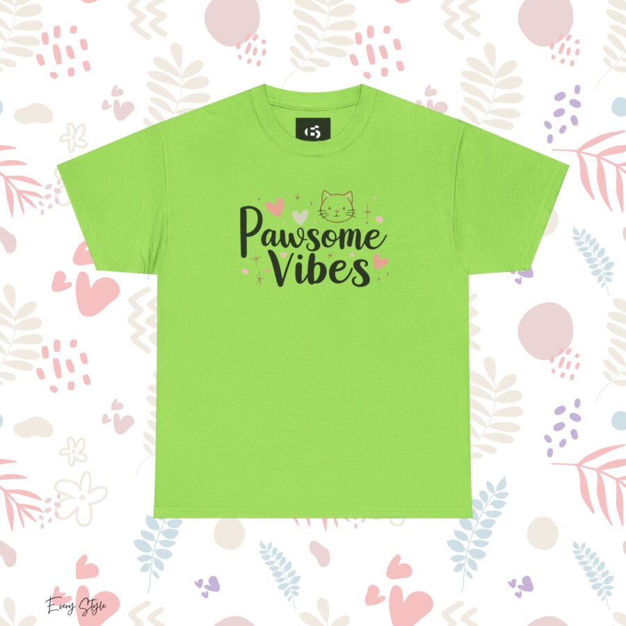 Pawsome Vibes Unisex Heavy Cotton Tee, Cute Animal Lover Shirt, cat, animal theme, tee, cat lover, funny, cute, gift for her, gift for cat lover, cat fan, cat vibe, animal lover, gift for girl,  nature lover - Image 19