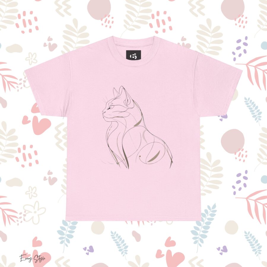 Stylish Cat Outline Unisex Heavy Cotton Tee - Perfect Gift for Cat Lovers - Image 20