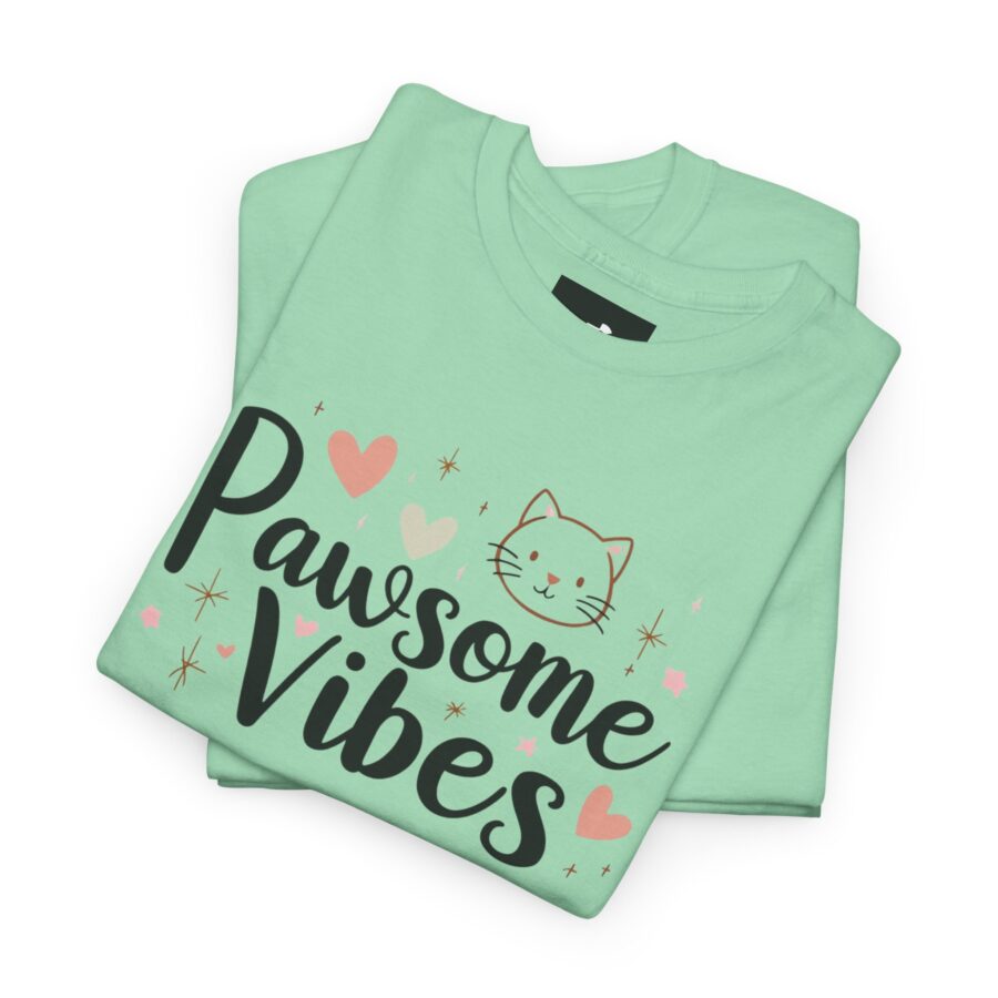 Pawsome Vibes Unisex Heavy Cotton Tee, Cute Animal Lover Shirt, cat, animal theme, tee, cat lover, funny, cute, gift for her, gift for cat lover, cat fan, cat vibe, animal lover, gift for girl,  nature lover - Image 22