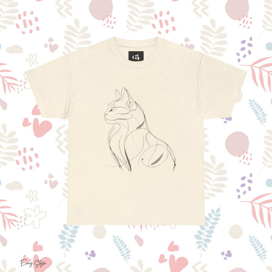 Stylish Cat Outline Unisex Heavy Cotton Tee - Perfect Gift for Cat Lovers - Image 12