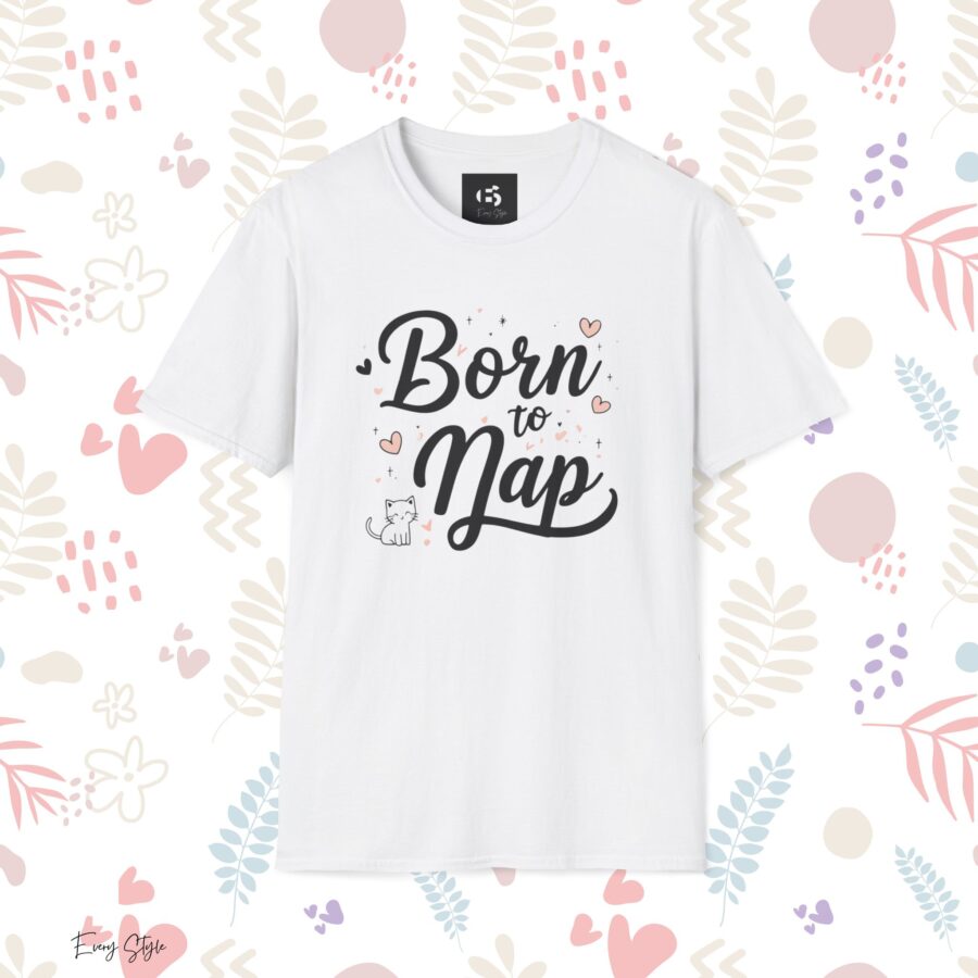 Born to Nap Unisex Softstyle T-Shirt – Comfy Shirt for Cat Lovers - Image 6