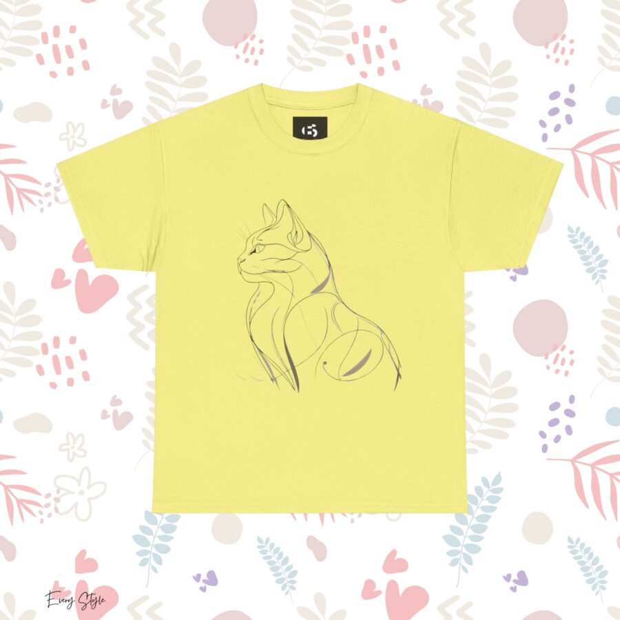 Stylish Cat Outline Unisex Heavy Cotton Tee - Perfect Gift for Cat Lovers - Image 14