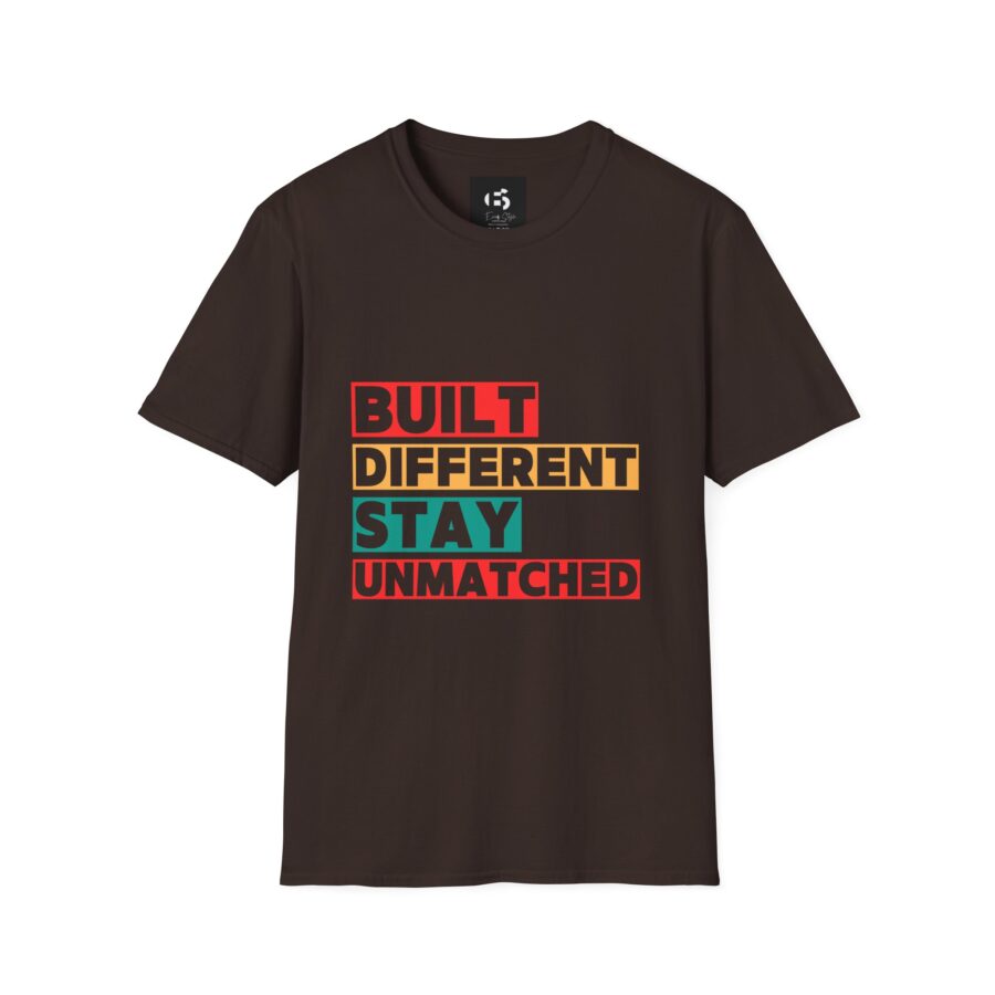 'Built Different, Stay Unmatched' Unisex Softstyle T-Shirt - Motivational Tee for Everyday Wear - Image 3