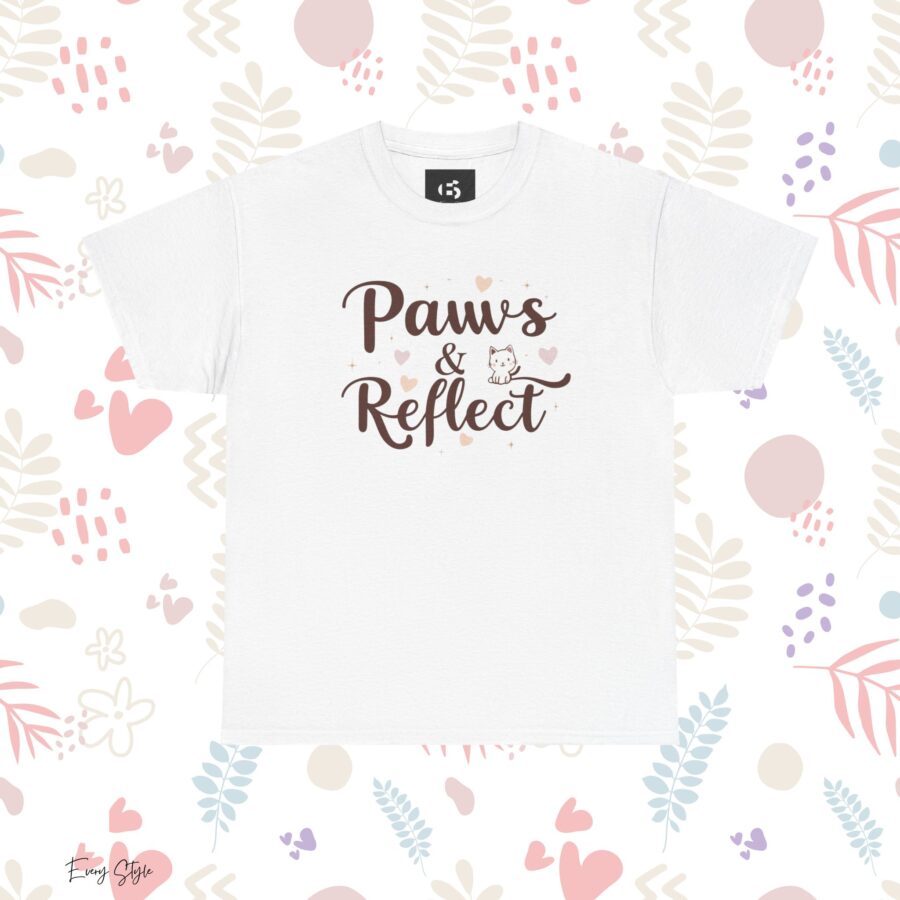 Paws & Reflect Unisex Heavy Cotton Tee - Relaxed Fit Cat Lovers Shirt - Image 3