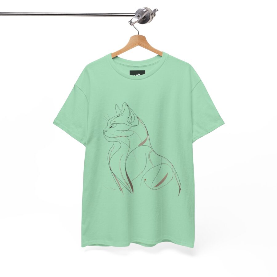 Stylish Cat Outline Unisex Heavy Cotton Tee - Perfect Gift for Cat Lovers - Image 2