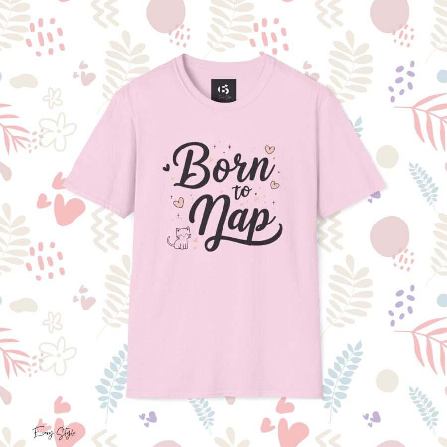 Born to Nap Unisex Softstyle T-Shirt – Comfy Shirt for Cat Lovers - Image 20