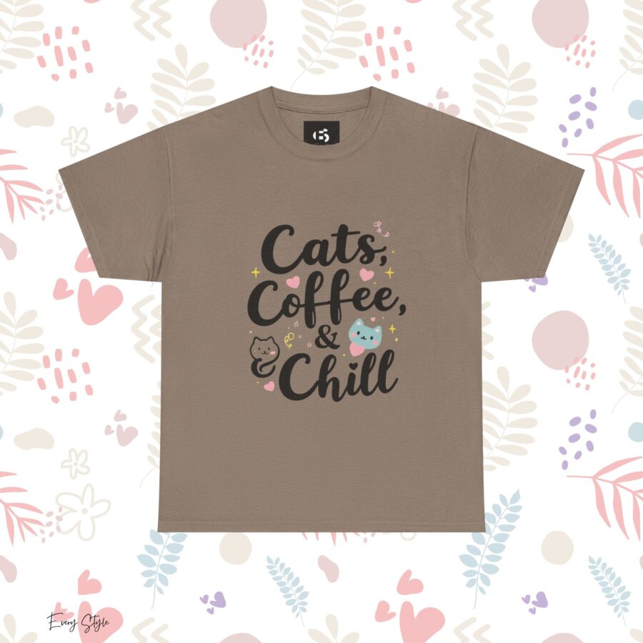 Cats, Coffee & Chill Unisex Heavy Cotton Tee - Image 10