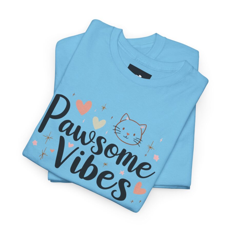 Pawsome Vibes Unisex Heavy Cotton Tee, Cute Animal Lover Shirt, cat, animal theme, tee, cat lover, funny, cute, gift for her, gift for cat lover, cat fan, cat vibe, animal lover, gift for girl,  nature lover - Image 24