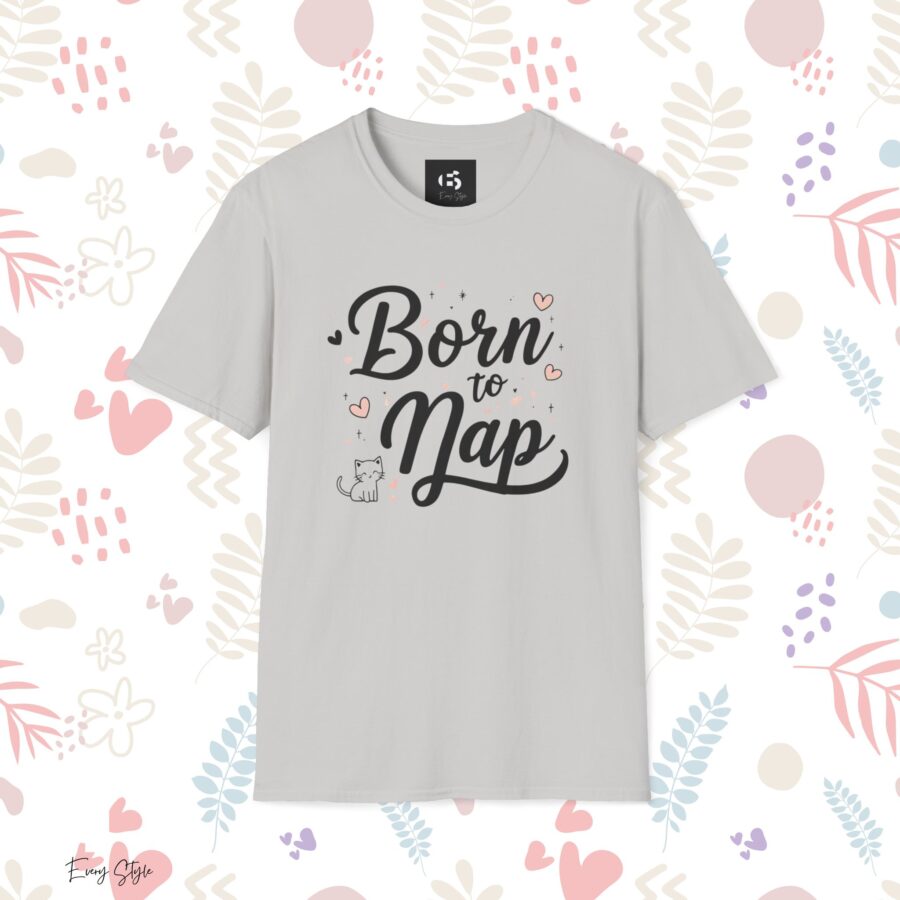 Born to Nap Unisex Softstyle T-Shirt – Comfy Shirt for Cat Lovers - Image 10