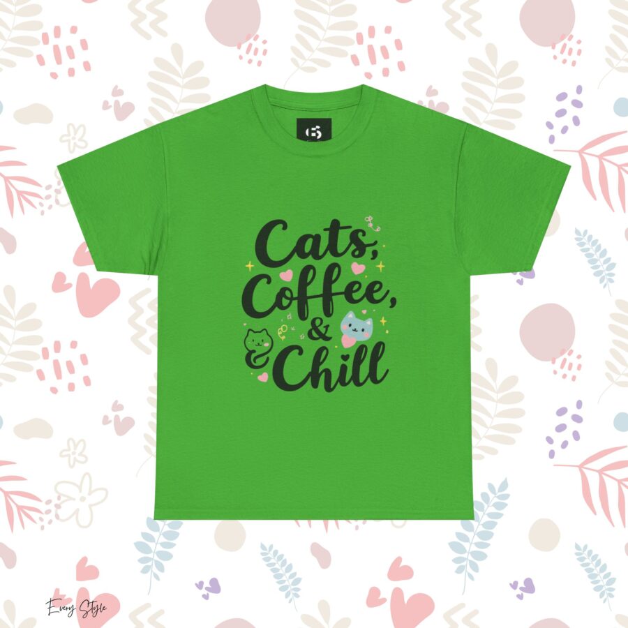 Cats, Coffee & Chill Unisex Heavy Cotton Tee - Image 19