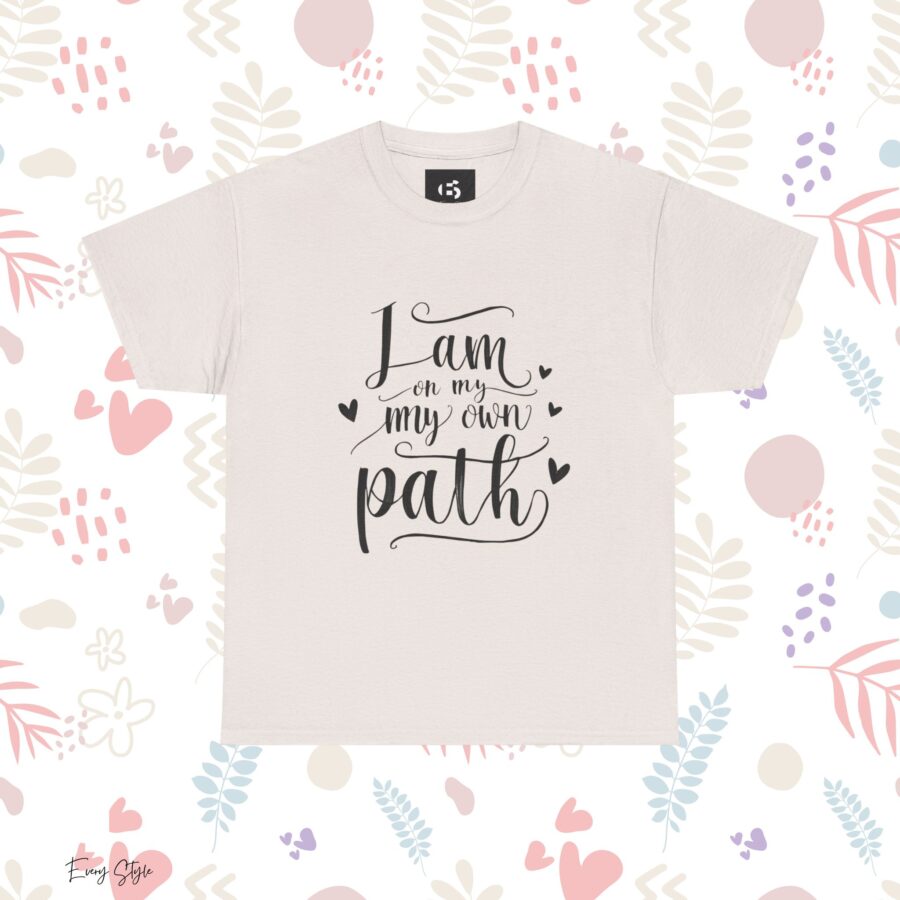 Inspirational Unisex Heavy Cotton Tee - 'I am on my own path' - Image 7