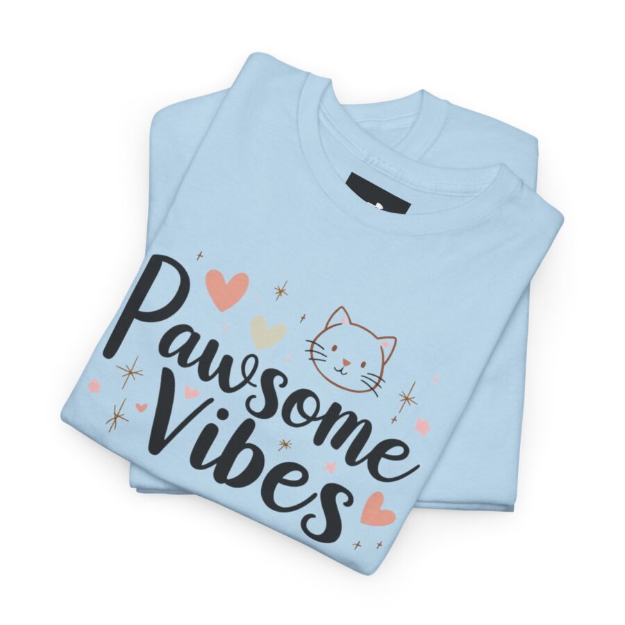 Pawsome Vibes Unisex Heavy Cotton Tee, Cute Animal Lover Shirt, cat, animal theme, tee, cat lover, funny, cute, gift for her, gift for cat lover, cat fan, cat vibe, animal lover, gift for girl,  nature lover - Image 26