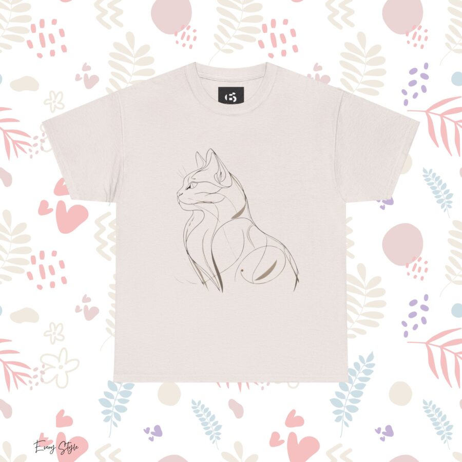 Stylish Cat Outline Unisex Heavy Cotton Tee - Perfect Gift for Cat Lovers - Image 8