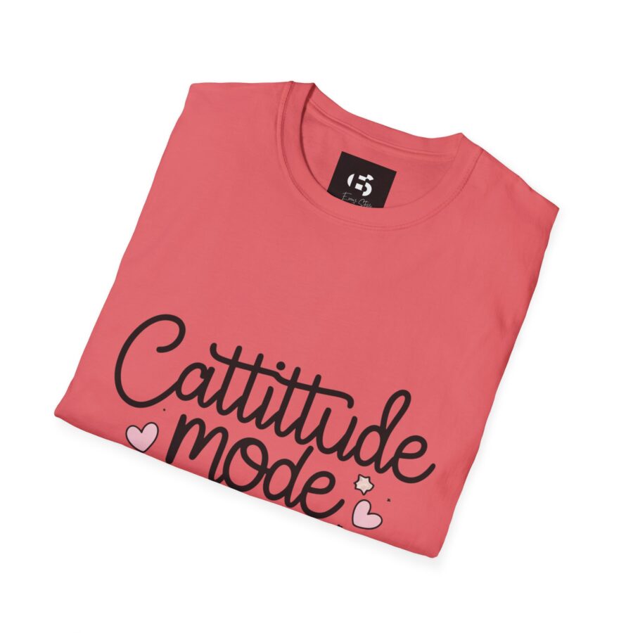 Cattitude Mode On Unisex Softstyle T-Shirt - Cute Cat Lover Tee - Image 6