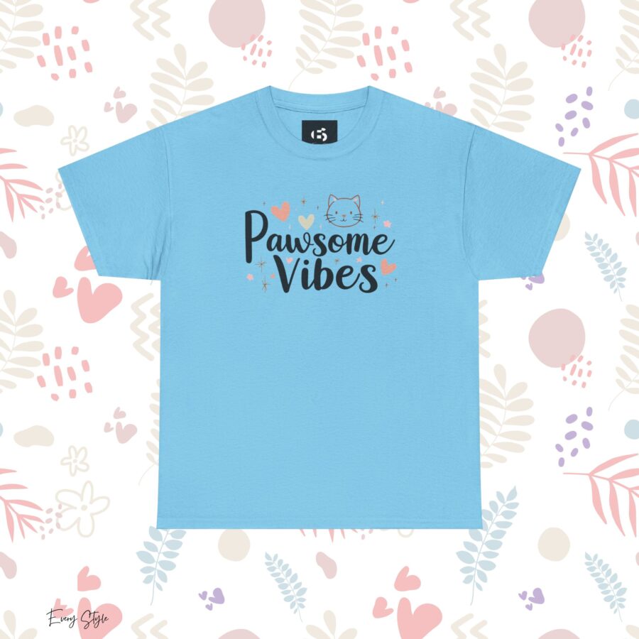 Pawsome Vibes Unisex Heavy Cotton Tee, Cute Animal Lover Shirt, cat, animal theme, tee, cat lover, funny, cute, gift for her, gift for cat lover, cat fan, cat vibe, animal lover, gift for girl,  nature lover - Image 23