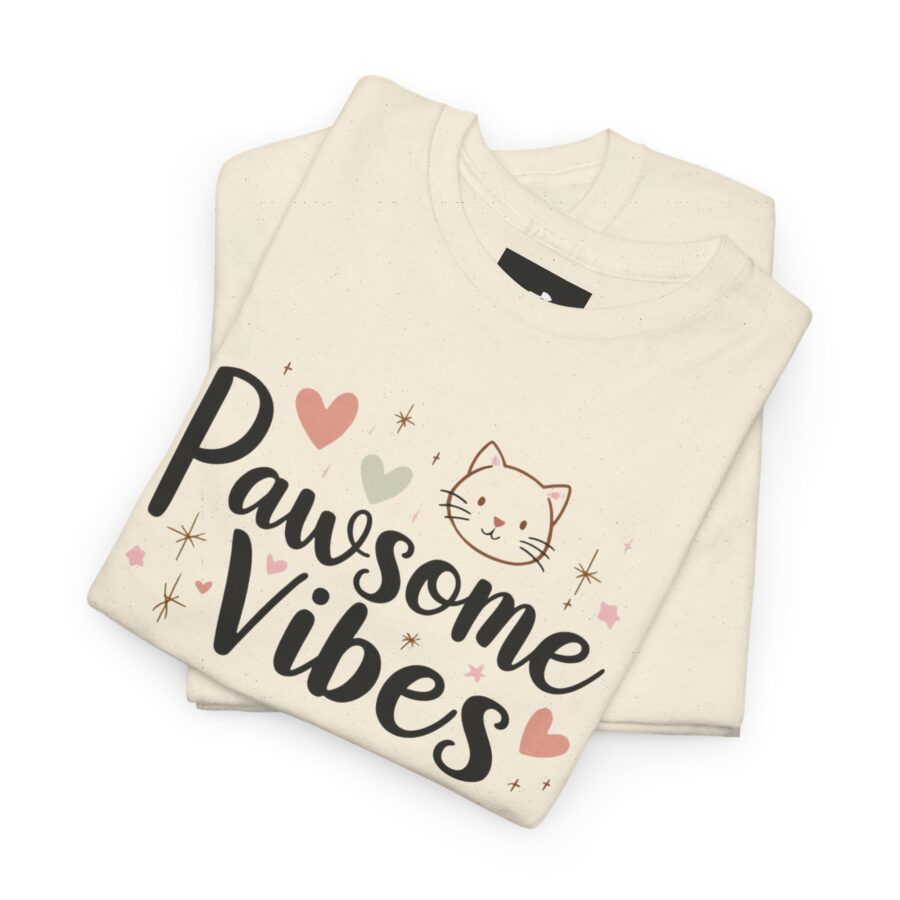 Pawsome Vibes Unisex Heavy Cotton Tee, Cute Animal Lover Shirt, cat, animal theme, tee, cat lover, funny, cute, gift for her, gift for cat lover, cat fan, cat vibe, animal lover, gift for girl,  nature lover - Image 16