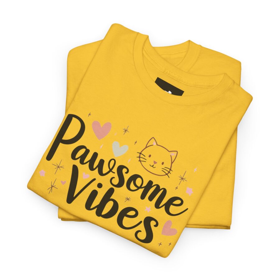 Pawsome Vibes Unisex Heavy Cotton Tee, Cute Animal Lover Shirt, cat, animal theme, tee, cat lover, funny, cute, gift for her, gift for cat lover, cat fan, cat vibe, animal lover, gift for girl,  nature lover - Image 18