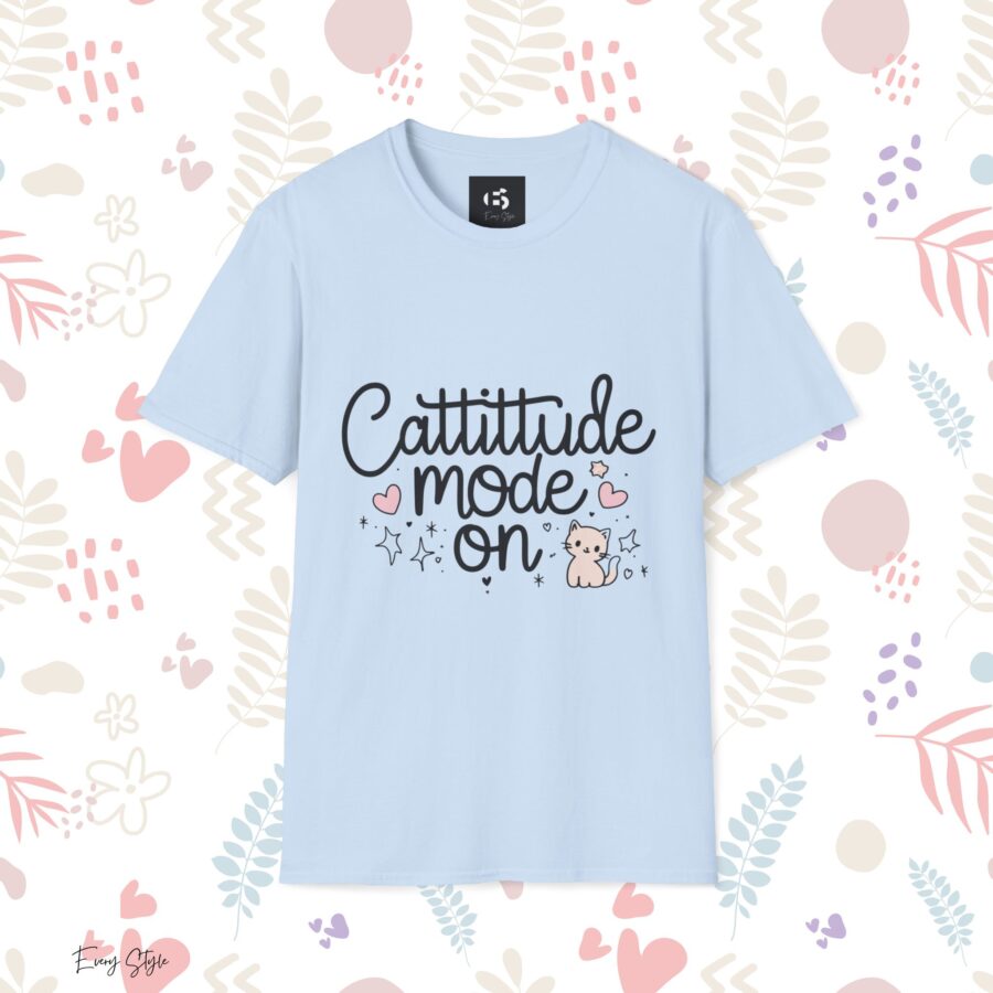 Cattitude Mode On Unisex Softstyle T-Shirt - Cute Cat Lover Tee - Image 20