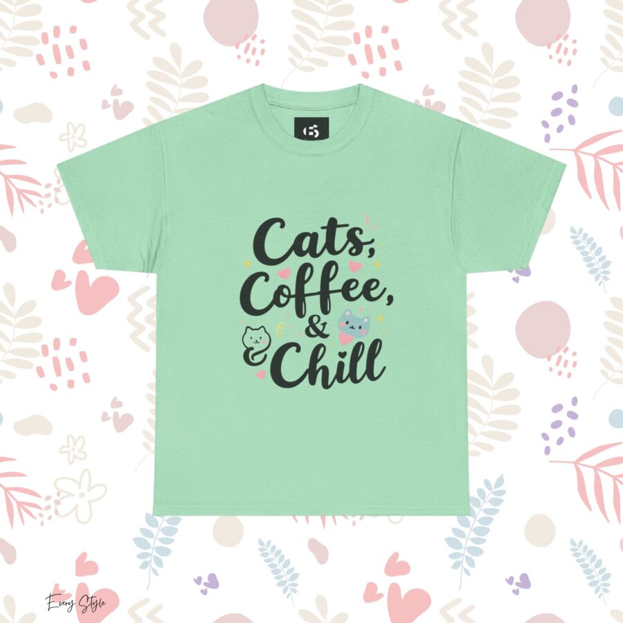 Cats, Coffee & Chill Unisex Heavy Cotton Tee - Image 17