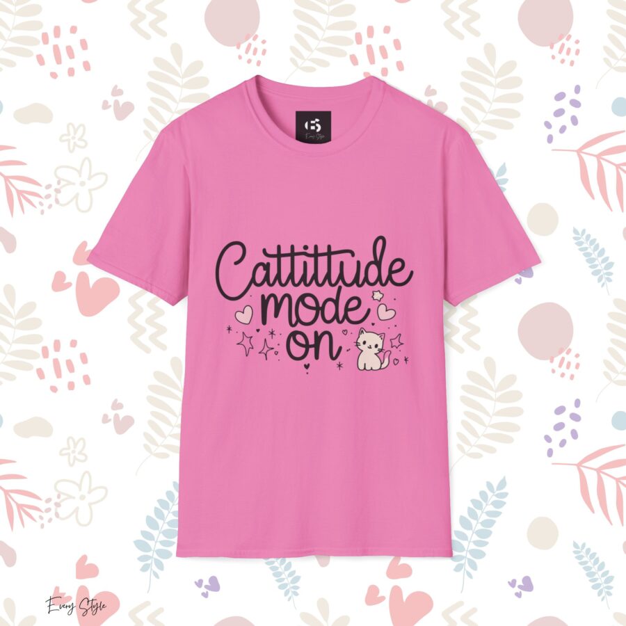 Cattitude Mode On Unisex Softstyle T-Shirt - Cute Cat Lover Tee - Image 26