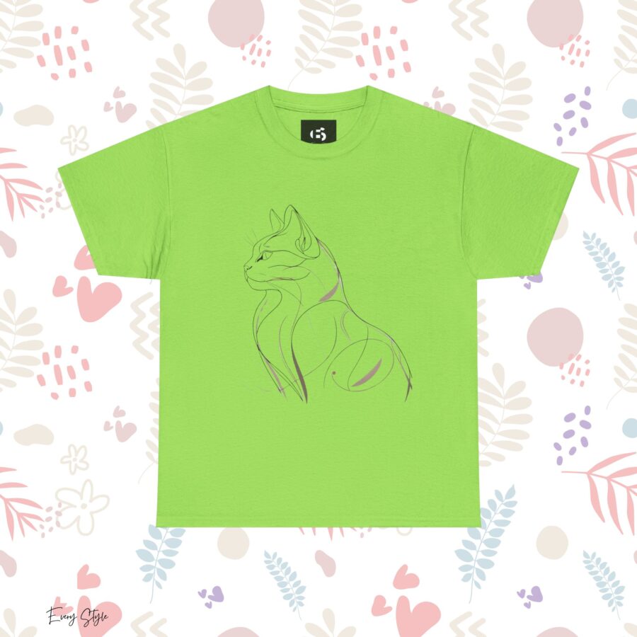 Stylish Cat Outline Unisex Heavy Cotton Tee - Perfect Gift for Cat Lovers - Image 16