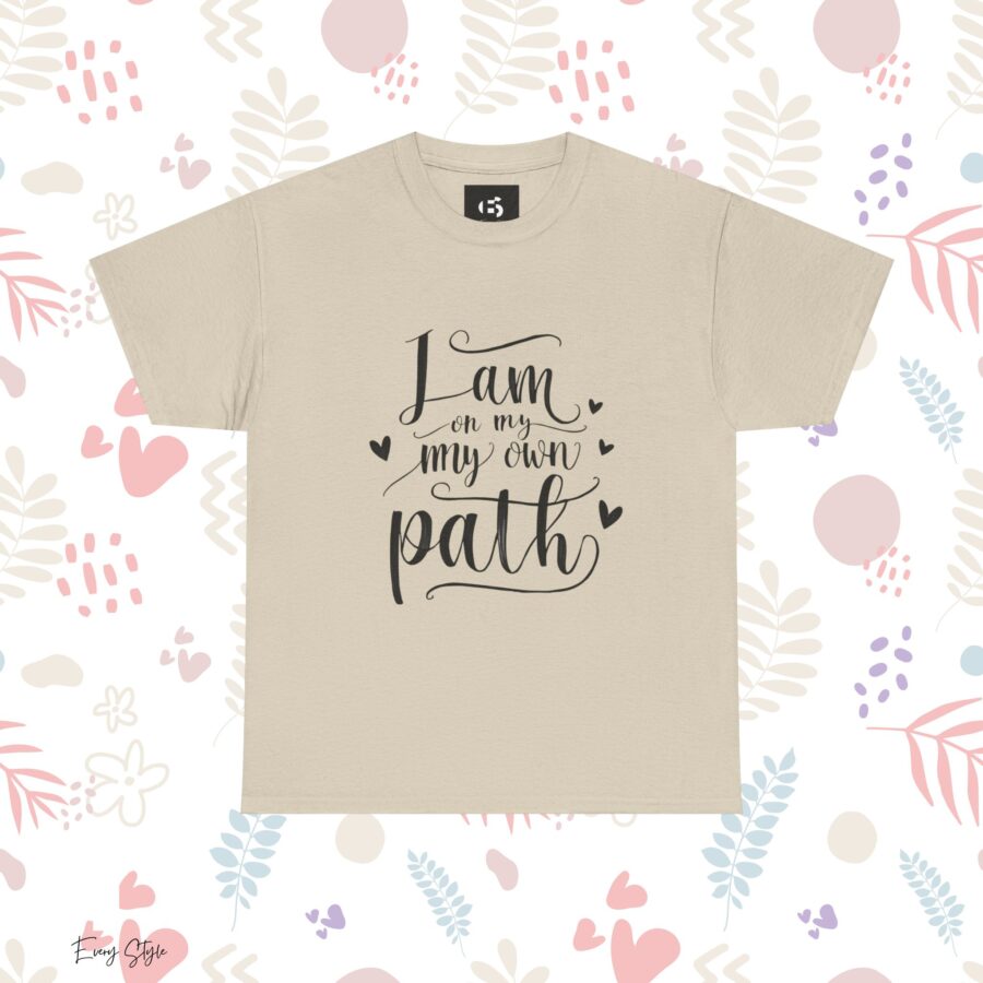 Inspirational Unisex Heavy Cotton Tee - 'I am on my own path' - Image 5