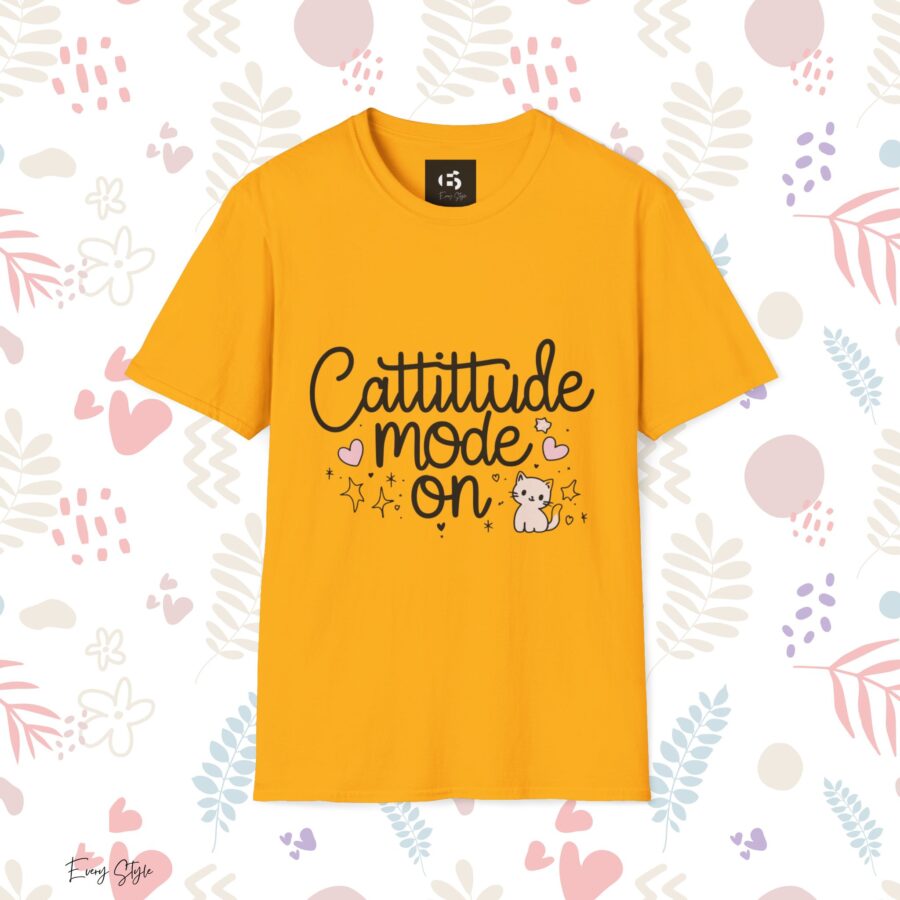 Cattitude Mode On Unisex Softstyle T-Shirt - Cute Cat Lover Tee