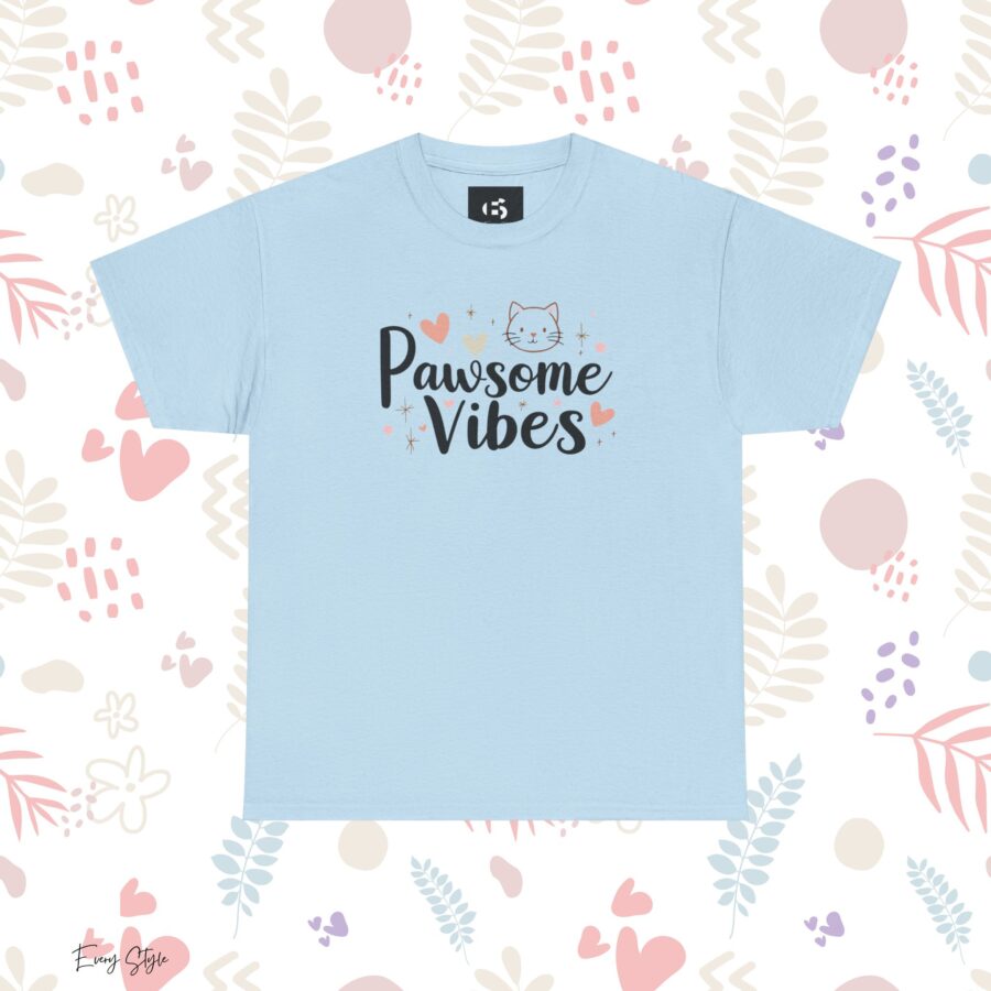 Pawsome Vibes Unisex Heavy Cotton Tee, Cute Animal Lover Shirt, cat, animal theme, tee, cat lover, funny, cute, gift for her, gift for cat lover, cat fan, cat vibe, animal lover, gift for girl,  nature lover - Image 25