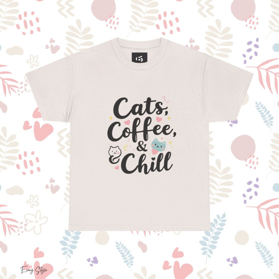 Cats, Coffee & Chill Unisex Heavy Cotton Tee - Image 8