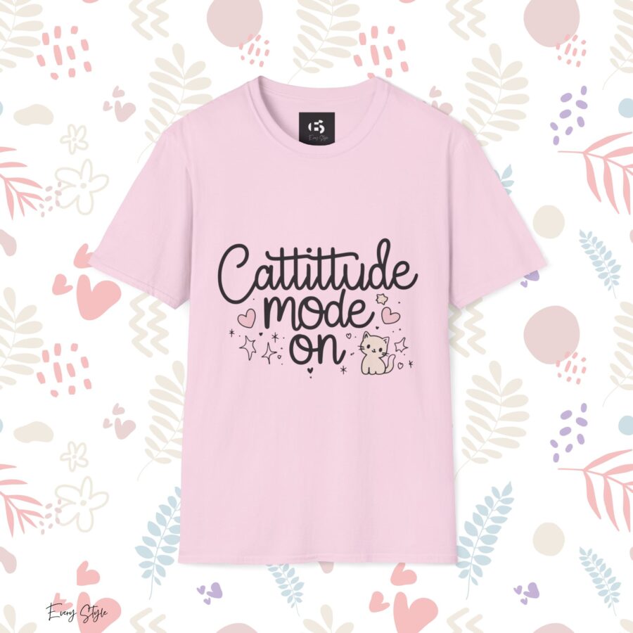 Cattitude Mode On Unisex Softstyle T-Shirt - Cute Cat Lover Tee - Image 24