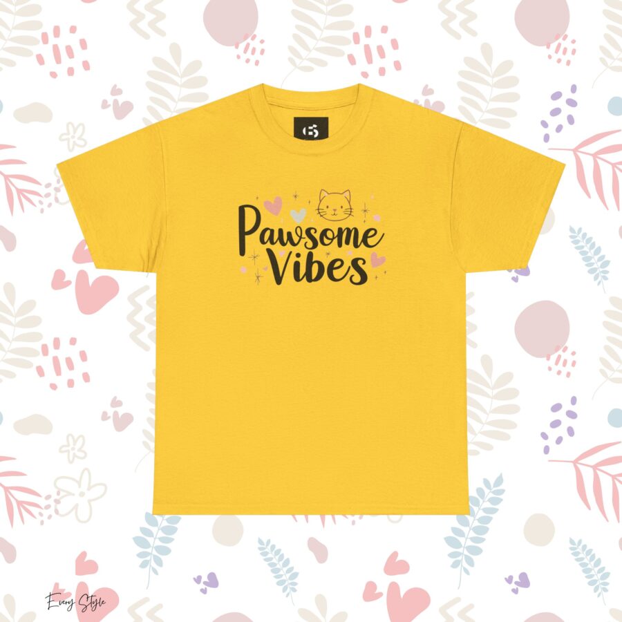 Pawsome Vibes Unisex Heavy Cotton Tee, Cute Animal Lover Shirt, cat, animal theme, tee, cat lover, funny, cute, gift for her, gift for cat lover, cat fan, cat vibe, animal lover, gift for girl,  nature lover - Image 17