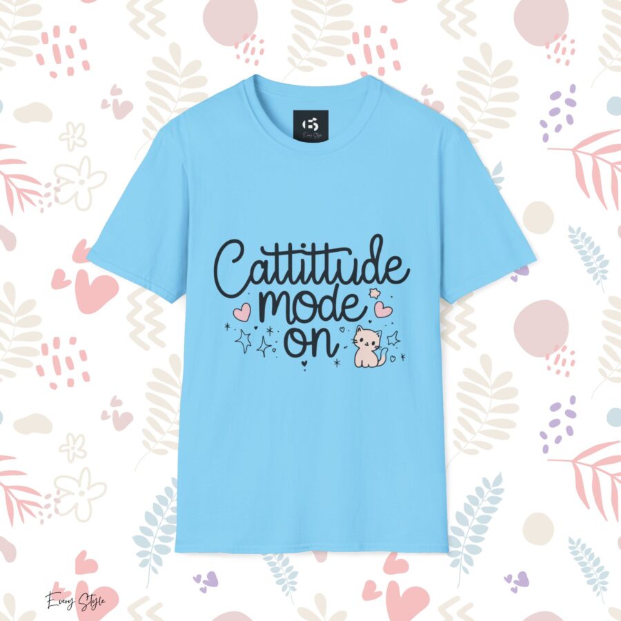 Cattitude Mode On Unisex Softstyle T-Shirt - Cute Cat Lover Tee - Image 18