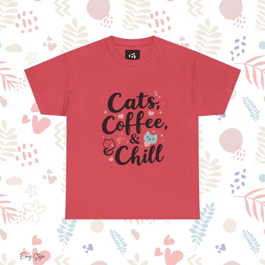 Cats, Coffee & Chill Unisex Heavy Cotton Tee - Image 25