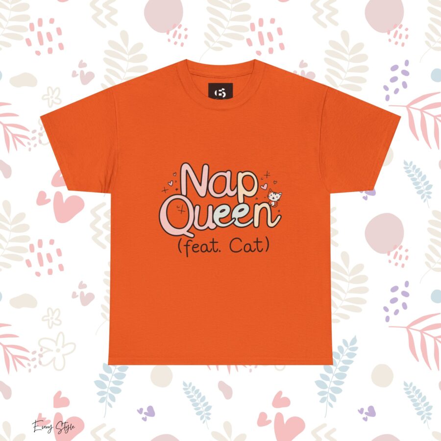 Nap Queen Unisex Heavy Cotton Tee - Perfect Gift for Cat Lovers - Image 7