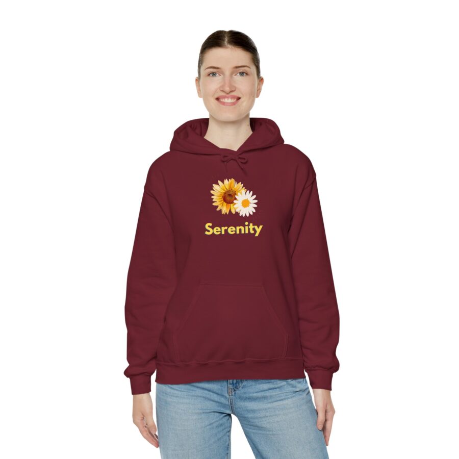 Serenity Floral Hoodie - Unisex Heavy Blend™ Sweatshirt with Sunflowers - Image 10