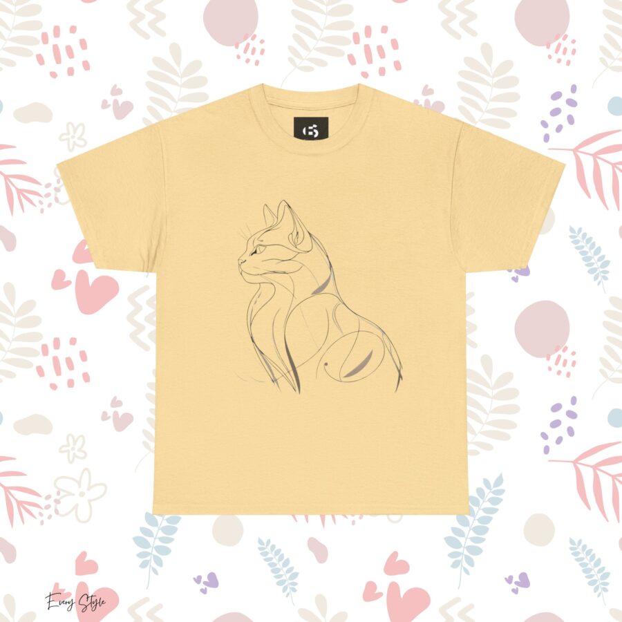 Stylish Cat Outline Unisex Heavy Cotton Tee - Perfect Gift for Cat Lovers - Image 10